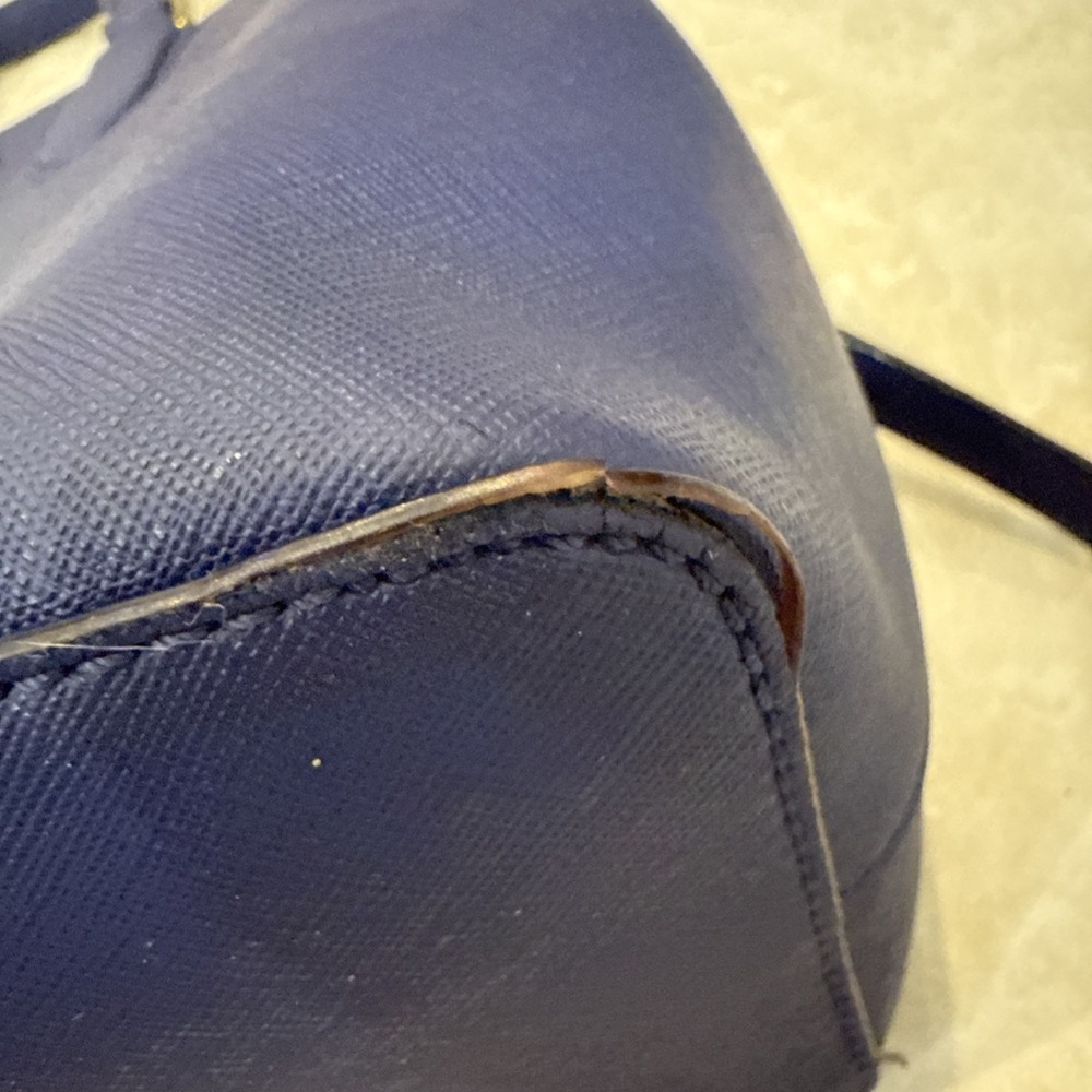 Kate Spade Evangelie Laurel Way Sapphire Blue Saffiano Leather Purse Tote *See - Picture 10 of 16